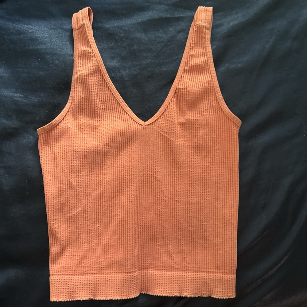 Women's Ribbed Orange/Pink Tank Top